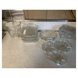 COVERED GLASS DISH, PLATES ETC.