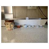 HAND PAINTED JAPAN MUG, BLUE OIL LAMP