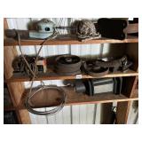 ANTIQUE HAIR DRYER, VINTAGE METAL WHEEL ETCETERA