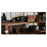 ASSORTED PARTS AND GLASS JARS