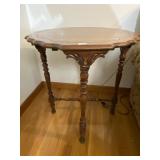 PIE CRUST TABLE CARVED LEGS AND CROSS MEMBER