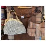 VINTAGE WHITE BEADED PURSE AND OTHER