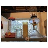OIL LAMP, HUMMINGBIRD FEEDER, CANDLE, ETC.