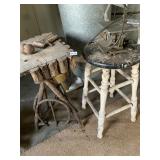 WOOD PEDESTAL TWIG BASE STAND, WOOD STOOL, SABER