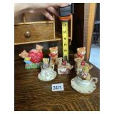 BEAR FIGURES AND WOOD BLOCKS MISS TEABEARIE, & PJ