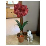RCA DOG AND FLOWER ARRANGEMENT