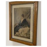 VINTAGE PRINT SIGNED KOPPDY WOMAN W/ DOG -
