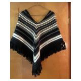 BLACK, GRAY AND WHITE PONCHO