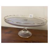 PEDESTAL CAKE PLATE W/ GOLD RIM