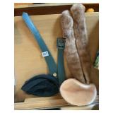 ANGORA PINK HAT HAND CROCHETED ITALY, BELT, ETC.