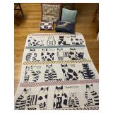 VINTAGE CAT COTTON BLANKET, PILLOWS