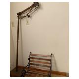 VINTAGE FLOOR LAMP AND CHILDS BENCH