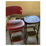 2-FOLD OUT STOOLS ONE RED, ONE YELLOW