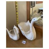 2 CERAMIC SWANS