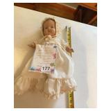 COMPOSITION DOLL W/ DRESS AND BONNET