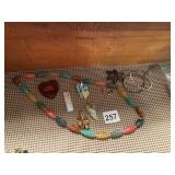 POLISHED STONE NECKLACE, HEART, ETC.