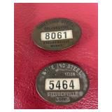 WHEELING STEEL EMPLOYEE TAGS 8061, 5464