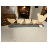 WOOD HENS ON STAND