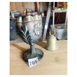 IRIDESCENT LOOK GLASS GOBLET, HAS BEEN REPAIRED