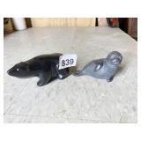 CARVED STONE SEAL AND BEAR FIGURINES , BEAR IS