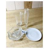 GLASS CANDY DISH WITH FLOWERS, SIMPLE GLASS