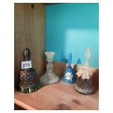 VINTAGE GLASS BELLS, HAND PAINTED DAISY BELL,