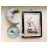 CHINESE SHADOW BOX WITH CARVED FLORAL DESIGN,