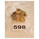 VINTAGE MAX FACTOR PENDANT LIP GLOSS IN GOLD TONE