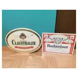 BUDWEISER CLASSIC LOGO METAL SIGN, CLAUSTHALER