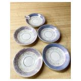 FANCY VINTAGE SAUCERS WITH GOLD RIMS BY FINE ARTS