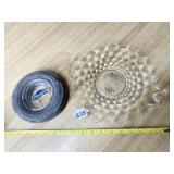 CUT GLASS DISH WITH HANDLES, BF GOODRICH TIRE