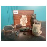 VINTAGE SUNGLASSES, WOODEN TRINKET BOX WITH