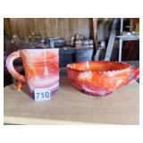 IMPERIAL GLASS MARBLE LOOK GLASS ITEMS, PATRIOTIC