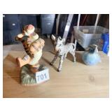 GOEBEL ZEBRA FIGURINE, HAND PAINTED BLE BIRD