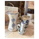 WILLIAMSBURG POTTERY SALT GLAZE MUG, CANDLE
