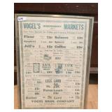 VINTAGE VOGELS MARKETS SIGN IN FRAME,
