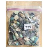 BAG OF POLISHED STONES AND MINERALS, SOME ARE