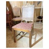 ANTIQUE WOODEN CHAIR WITH UPHOLSTERED SEAT, NEEDS