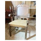 ANTIQUE WOODEN CHAIR WITH UPHOLSTERED SEAT, NEEDS