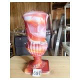 MARBLE LOOK GREEK REVIVAL VASE ON PEDESTAL, MATTE