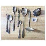 SILVER SPOONS AND BELL, SILVER PLATE, SEE MAKERS