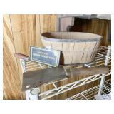CLEAVER KNIFE IN ORIGINAL SHEATH, BUSHEL BASKET,