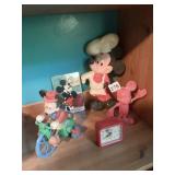VINTAGE MICKEY MOUSE LOT, MIRROR, ALARM CLOCK,
