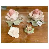 PORCELAIN FLOWERS, SOME CHIPS