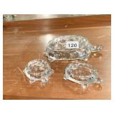 WESTMORELAND GLASS TURTLE ASHTRAY SET