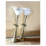 MILK GLASS SHADES W/ BRASS BASE LAMPS