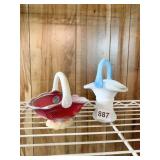 IMPERIAL SMALL GLASS BASKET, MILK GLASS BASKET