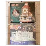 PUZZ 3D PUZZLES, WHITE HOUSE AND BAVARIAN CLOCK,