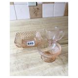PINK GLASSWARE, FOOTED DISH, CANDY DISH, DISH