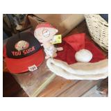 FAMILY GUY STEWIE GRIFFIN DOLL AND HAT, SANTA